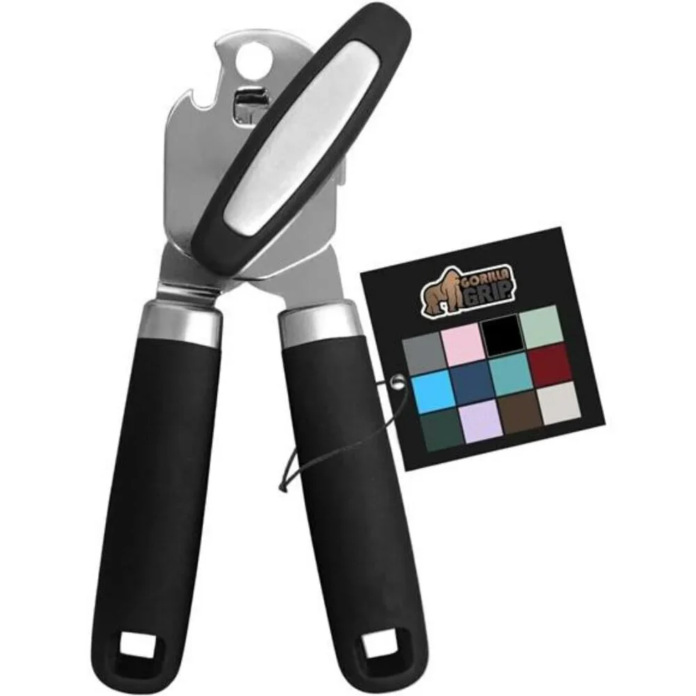 The Original Gorilla Grip Heavy Duty Stainless Steel Smooth Edge Manual Can Blac